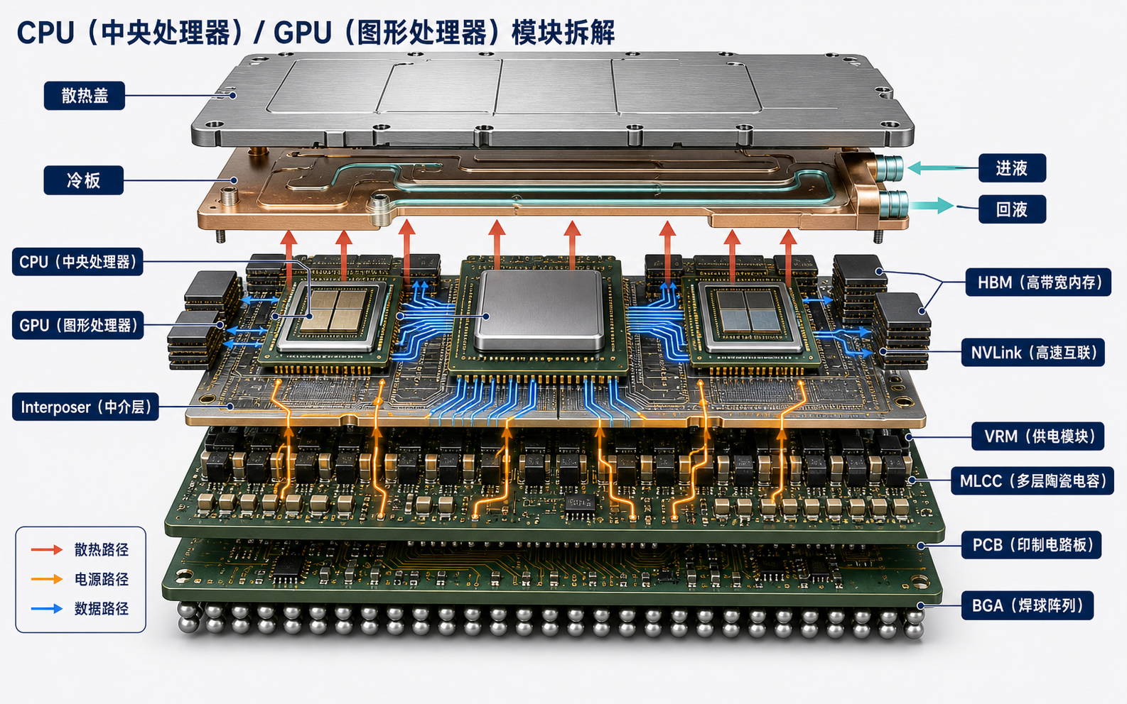 CPU GPU 计算模块详细拆解示意图