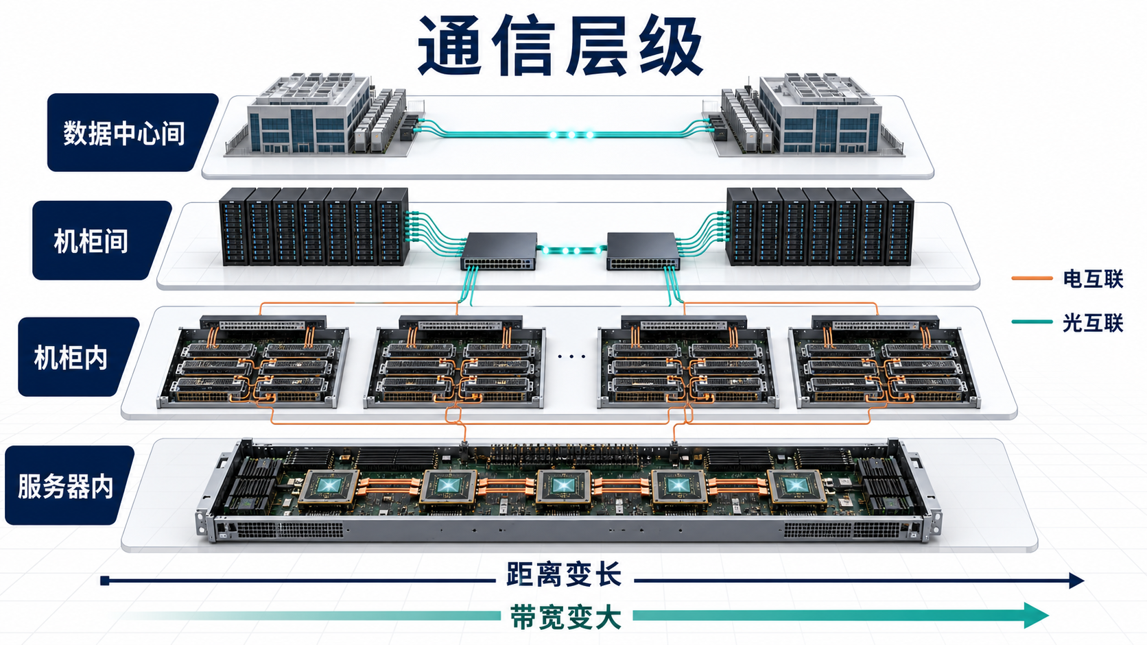AI 服务器通信层级从服务器内到数据中心间的演进